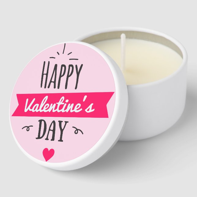 Trendy Happy Valentine's Pink Mini Candle Favors (Corner)