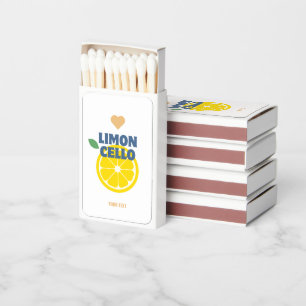 Trendy Heart Blue Yellow Limoncello Lemon Liquor Matchboxes
