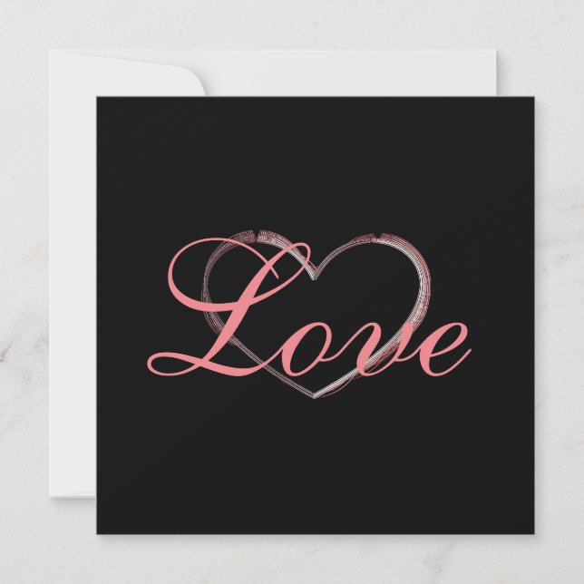 Trendy Heart Gray Calligraphy Love Wedding (Front)