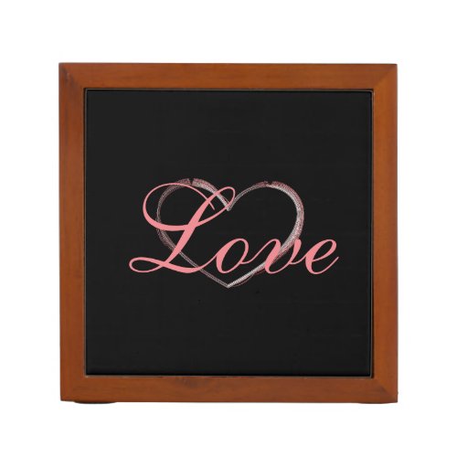 Trendy Heart Gray Calligraphy Love Wedding Desk Organizer