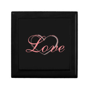 Trendy Heart Gray Calligraphy Love Wedding Gift Box