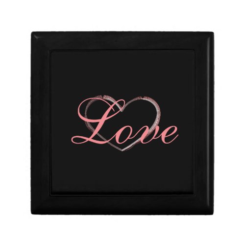 Trendy Heart Gray Calligraphy Love Wedding Gift Box
