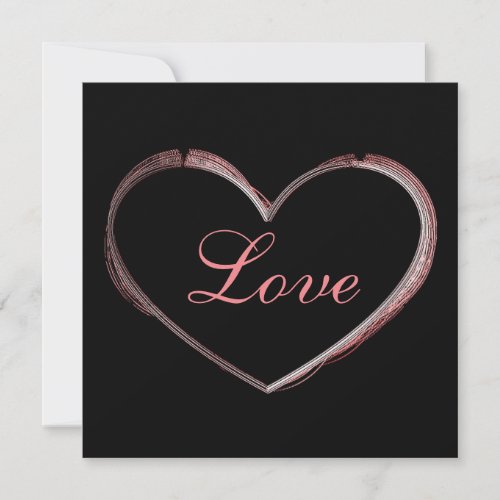 Trendy Heart Gray Calligraphy Love Wedding Holiday Card