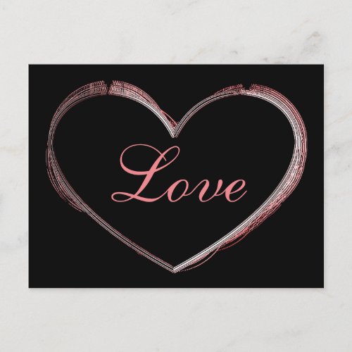 Trendy Heart Gray Calligraphy Love Wedding Holiday Postcard
