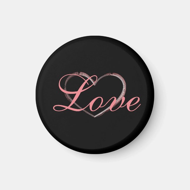 Trendy Heart Gray Calligraphy Love Wedding Magnet (Front)