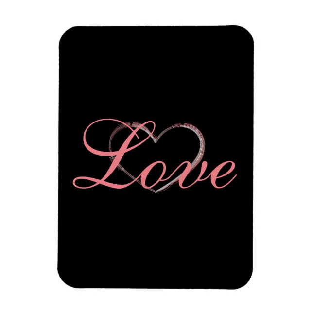 Trendy Heart Gray Calligraphy Love Wedding Magnet (Vertical)