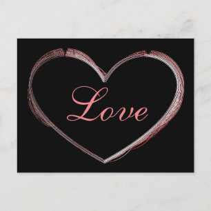Trendy Heart Gray Calligraphy Love Wedding Postcard