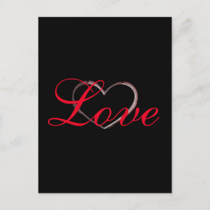 Trendy Heart Gray Calligraphy Love Wedding Postcard