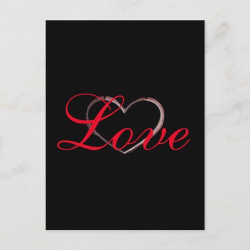 Trendy Heart Gray Calligraphy Love Wedding Postcard