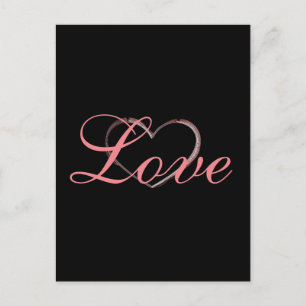 Trendy Heart Gray Calligraphy Love Wedding Postcard