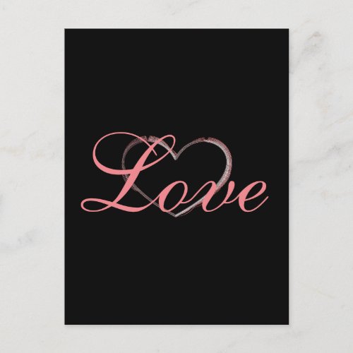 Trendy Heart Gray Calligraphy Love Wedding Postcard