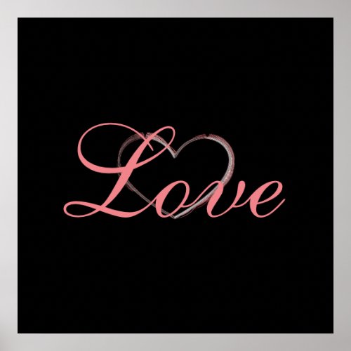 Trendy Heart Gray Calligraphy Love Wedding Poster