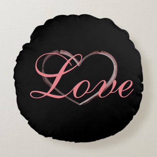 Trendy Heart Gray Calligraphy Love Wedding Round Pillow