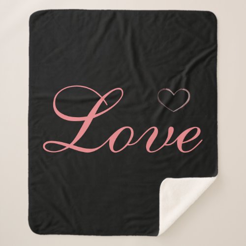 Trendy Heart Gray Calligraphy Love Wedding Sherpa Blanket