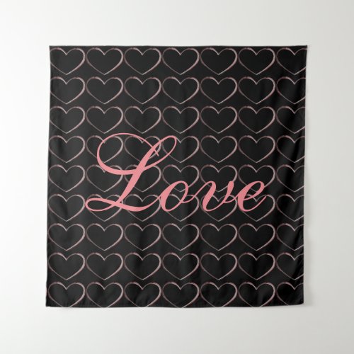 Trendy Heart Gray Calligraphy Love Wedding Tapestry