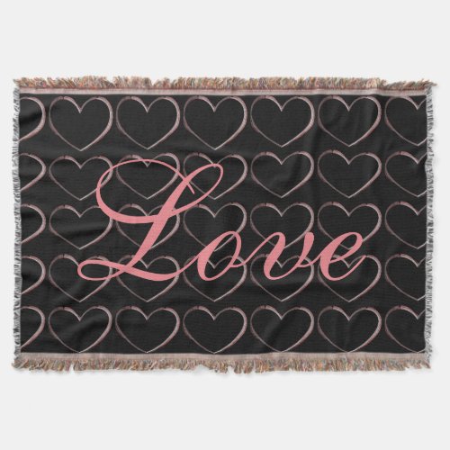 Trendy Heart Gray Calligraphy Love Wedding Throw Blanket