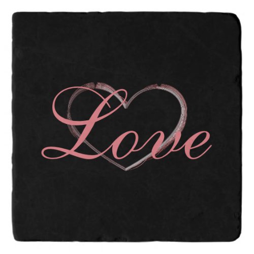 Trendy Heart Gray Calligraphy Love Wedding Trivet