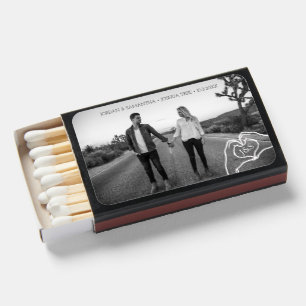 Trendy Heart Hands Custom Monogram Wedding Favor Matchboxes