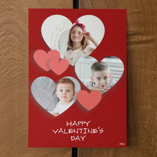 Trendy Heart Photo Collage Red Greeting Card