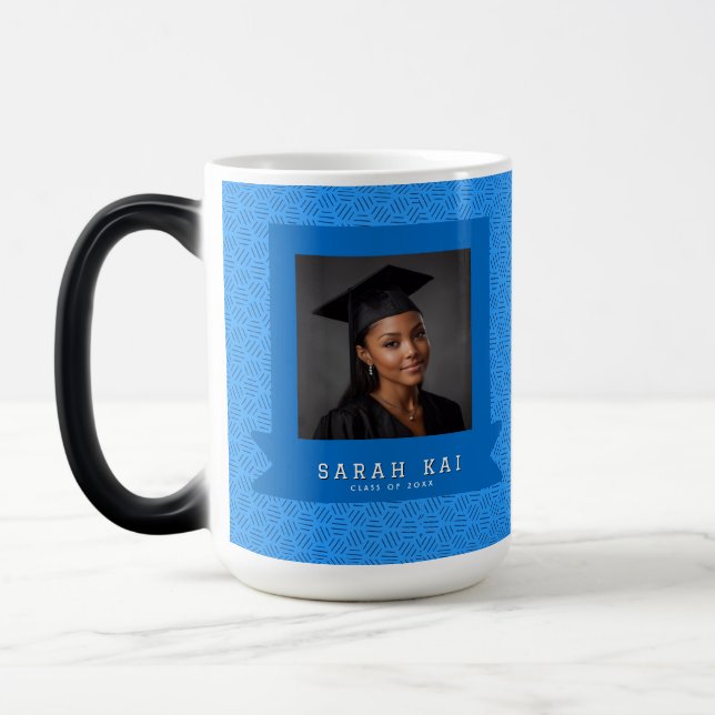 Trendy Hex Pattern Commencement Exercise Color Morph Mug (Left)