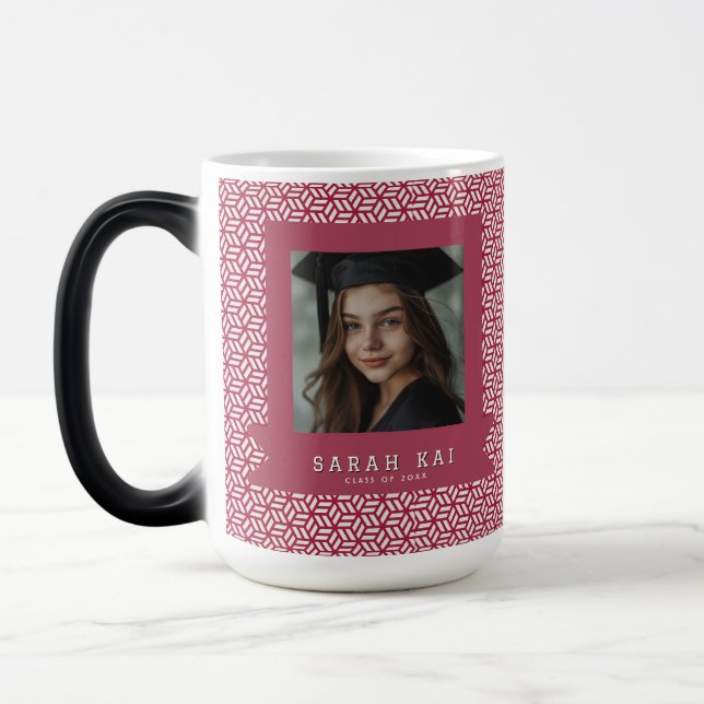 Trendy Hex Pattern Grandson Graduation Color Morph Mug (Left)