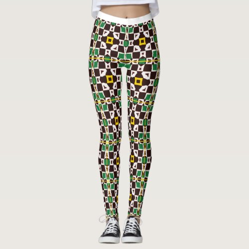 Trendy Hexagonal Tribal Pattern Leggings