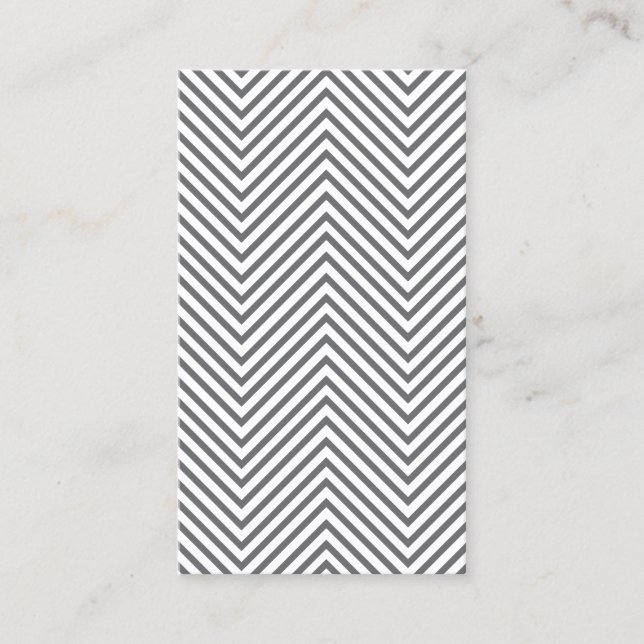 Trendy & Hip Gray/White Chevron Pattern Business Card (Front)