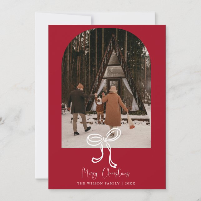 Trendy Holiday Modern Photo Christmas Holiday Card (Front)