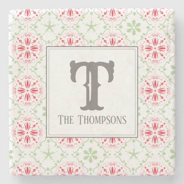 Trendy Holiday Snowflakes Red Christmas Stone Coaster (Front)
