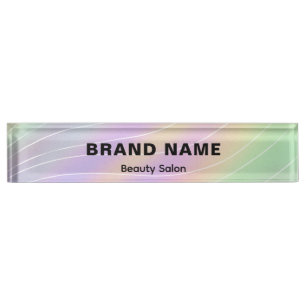 Trendy Hologram Esthetician Feminine Style Desk Name Plate