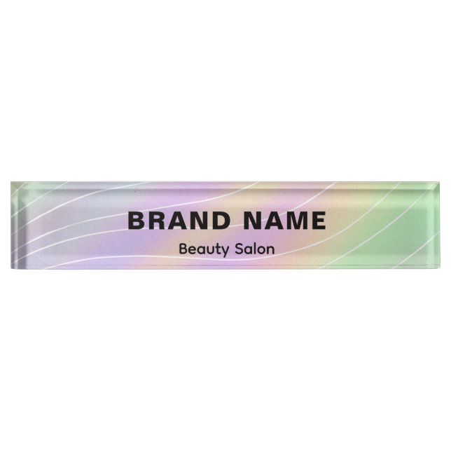 Trendy Hologram Esthetician Feminine Style Desk Name Plate (Front)
