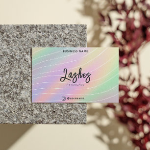 Trendy Hologram Lash Client After Care Instruction Business Card