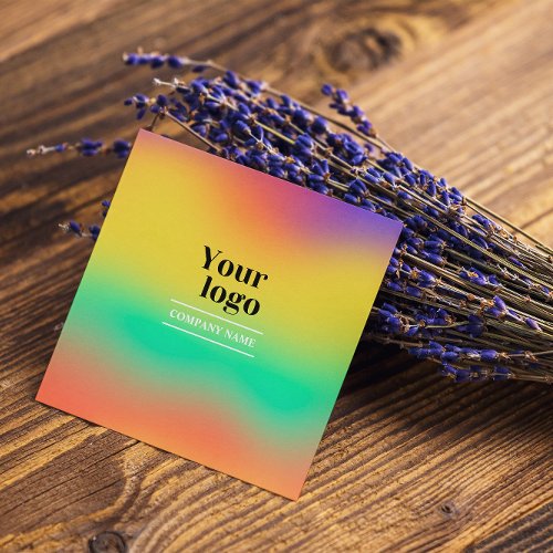 Trendy Hologram Modern Bold Instagram Follow us Square Business Card