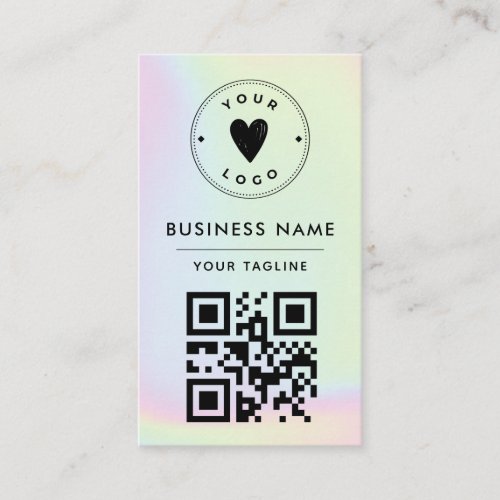 Trendy Holographic Add Your Logo  QR Code Vibrant Business Card