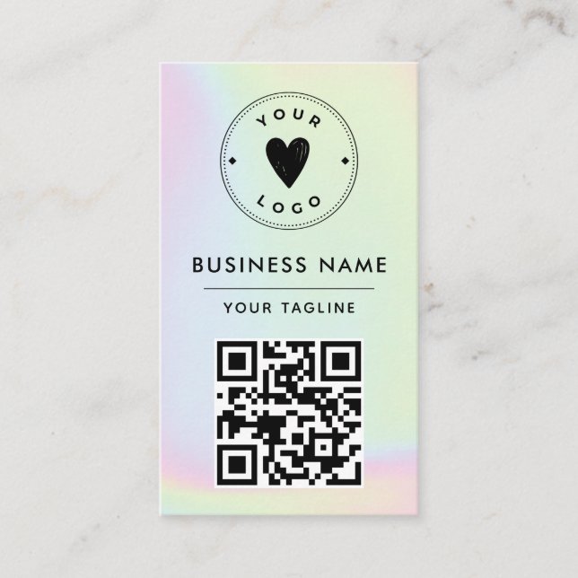 Trendy Holographic Add Your Logo & QR Code Vibrant Business Card (Front)