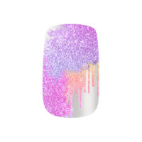 Trendy holographic colorful glitter drips cute