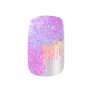 Trendy holographic colorful glitter drips cute minx nail art