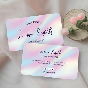 Trendy Holographic Hairstylist Nails Beauty Salon Business Card