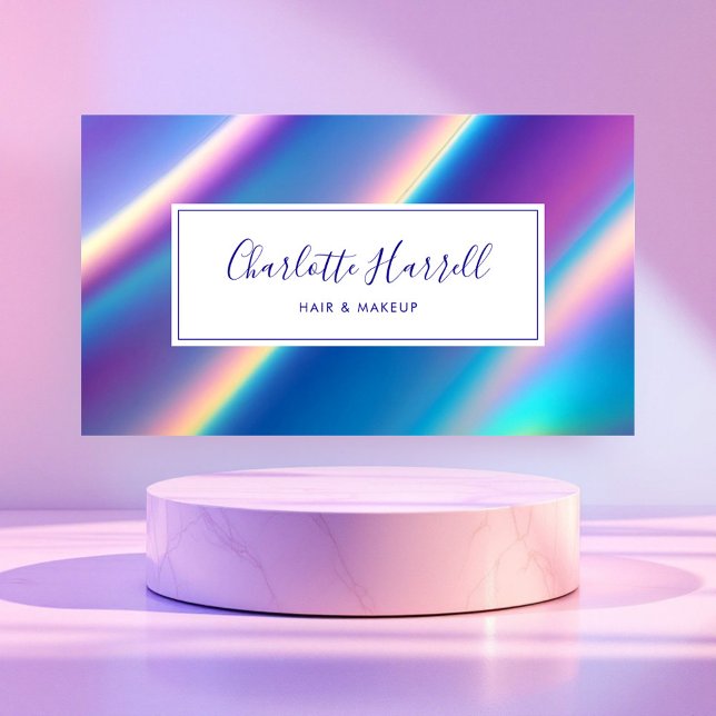 Trendy Holographic Iridescent Beauty Business Card (Creator Uploaded)