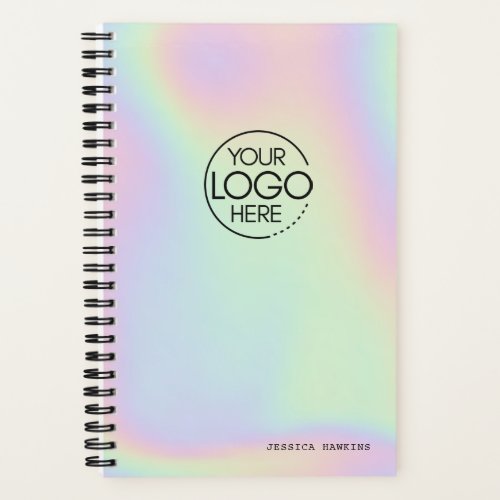 Trendy Holographic Iridescent Modern Logo Notebook