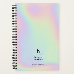 Trendy Holographic Iridescent  Modern Monogram Notebook