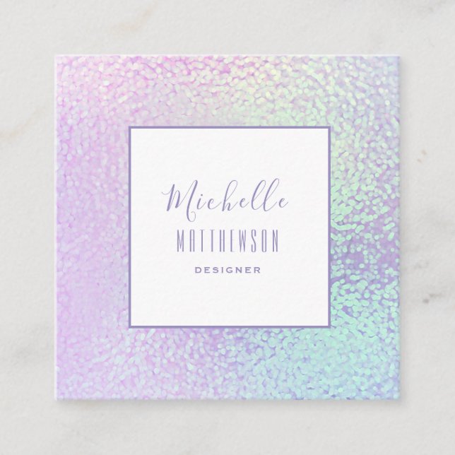 Trendy Holographic Professional Chic Square Business Card (Front)