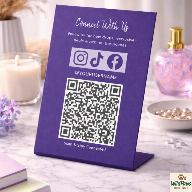 Trendy Holographic QR Code | Connect With Us  Pedestal Sign (Trendy Holographic QR Code | Connect With Us Pedestal Sign
)
