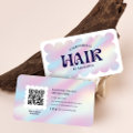 Trendy Holographic QR Code Hairstylist Hair Salon Business Card | Zazzle