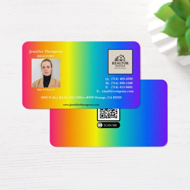 Trendy Holographic Rainbow Business Card Rounded (Desk)