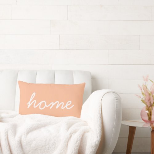 Trendy Home Quote Peach White Stylish Script Cute  Lumbar Pillow