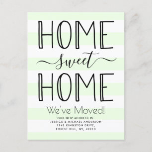 Trendy Home Sweet Home Typography Mint Moving Announcement Postcard