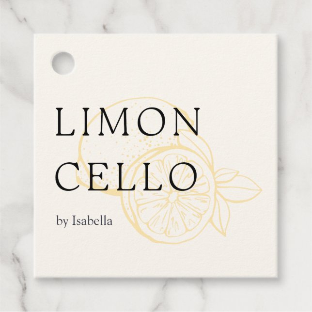 Trendy Homemade Lemon Limoncello Thankyou Bottle  Favor Tags (Front)