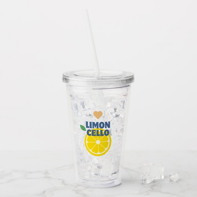 Trendy Homemade Limoncello Lemon Liquor Favor Acrylic Tumbler (Front Ice)