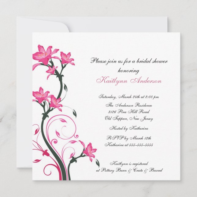 Trendy Honeysuckle Floral Bridal Shower Invitation (Front)